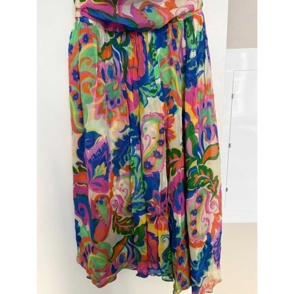 Amanda Uprichard Lumiere Silk Midi Dress Multicolor Floral Paisley CH-22660FD M - Picture 6 of 15